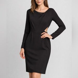 🆕Halston Heritage Black Asymmetrical Sheath Dress Size 2 Elegant Cocktail Dress